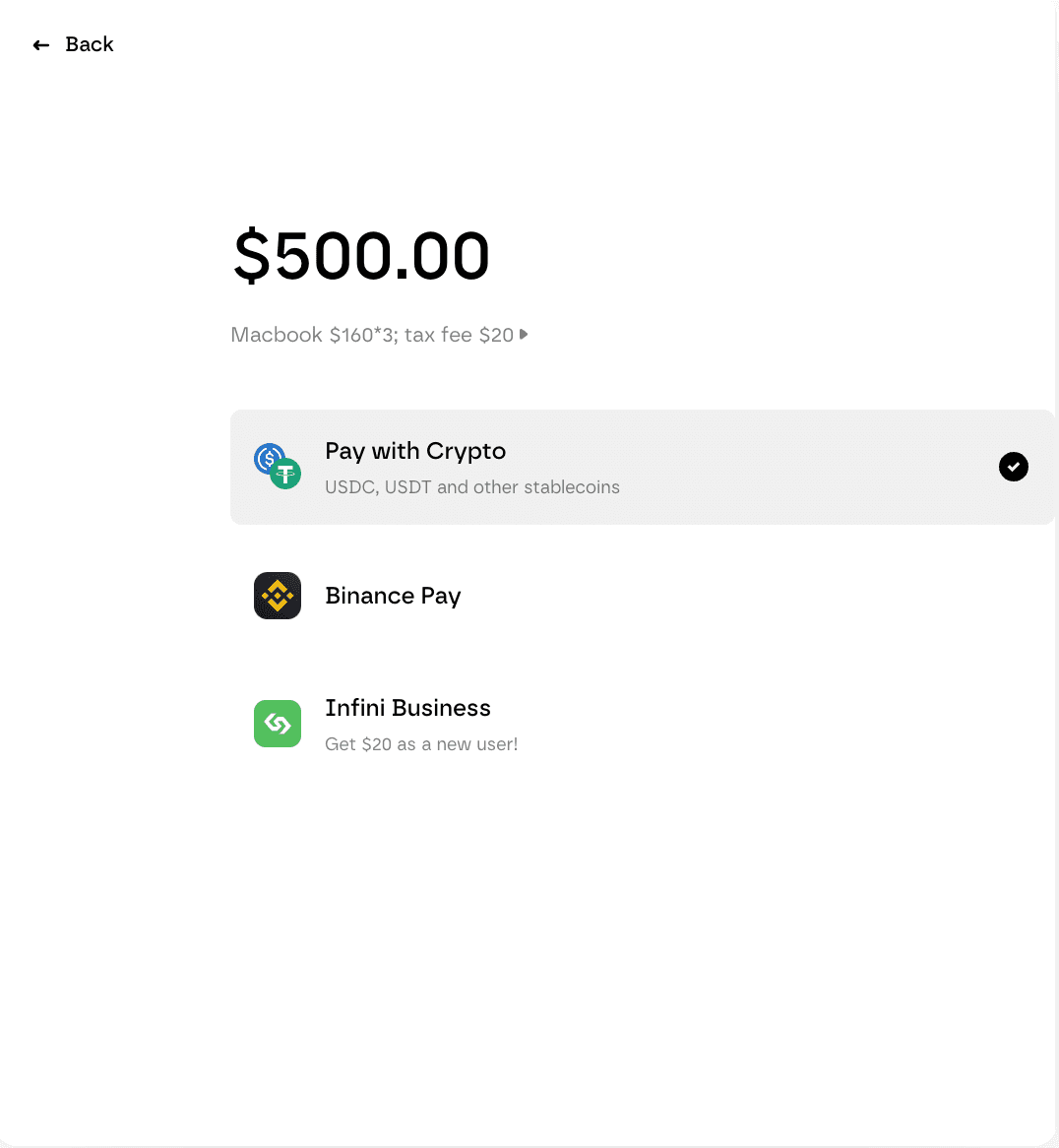 Screenshot: Crypto Payment Gateway checkout