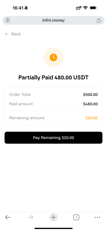 Partial payment
